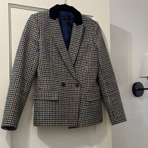 J. Crew Dover Black and Brown Houndstooth Blazer / 100% wool / lined